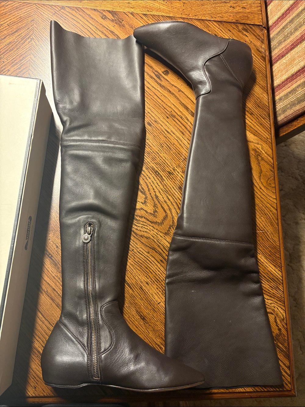 Women's Over-the-Knee Leather Combat Boots in Dark Brown